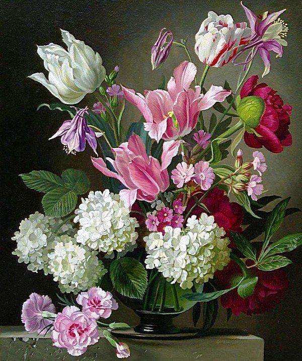 Букет с калиной - калина, тюльпаны, натюрморт, букет - оригинал