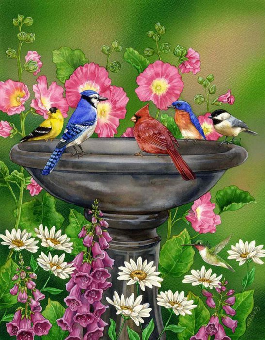 сюрреализм - птицы, цветы - оригинал