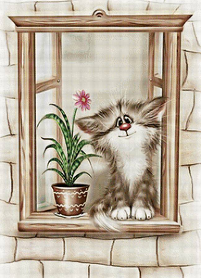кот на окне - предпросмотр