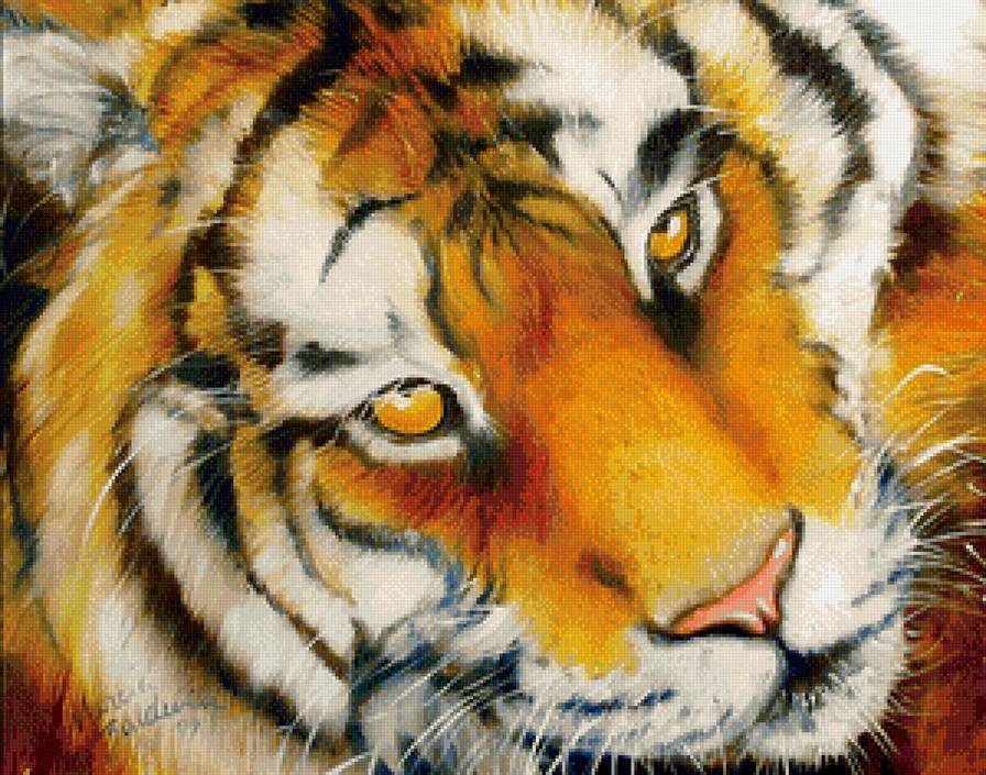 тигр - тигры, живопись, дикие животные, картина - предпросмотр