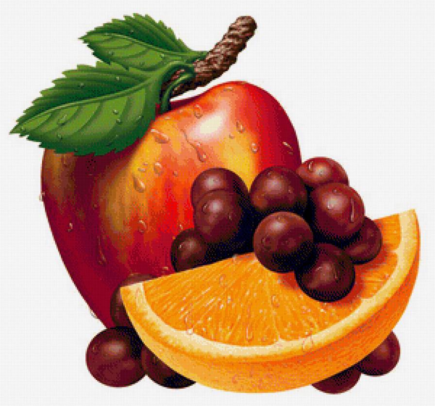 Фруктовое ассорти - на кухню, яблоко, виноград, апельсин, цитрус, фрукты - предпросмотр