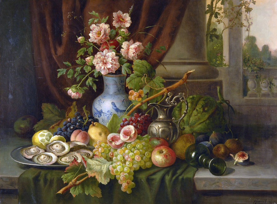 натюрморт - фрукты, цветы - оригинал