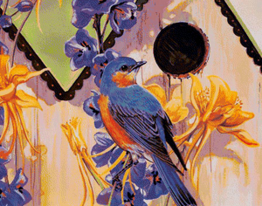 Птица и скворечник - предпросмотр