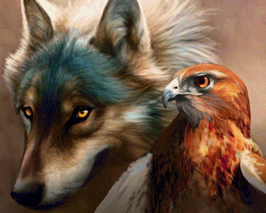 №1197542 - орел, животные, картина, волки - предпросмотр