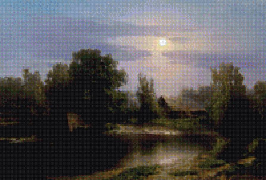 Вечер из детства - вода, природа, живопись, деревья, пейзаж, вечер, пнк, классика - предпросмотр