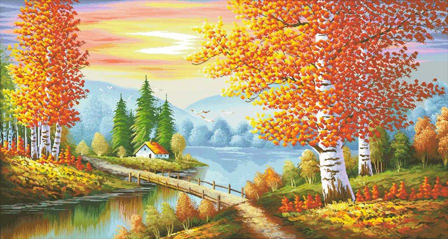 Золотая осень - осень, пейзаж, деревья, природа - оригинал