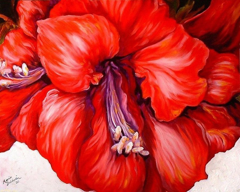 красный цветок - живопись, картины, цветы, весна - оригинал