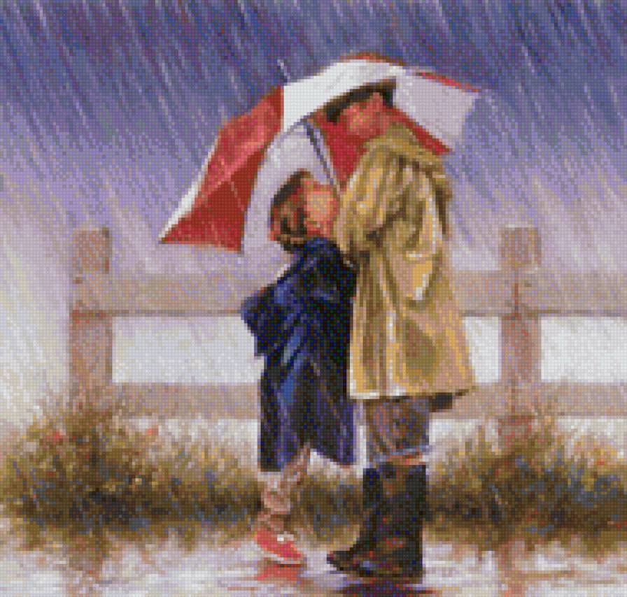 дети дождь зонт - предпросмотр