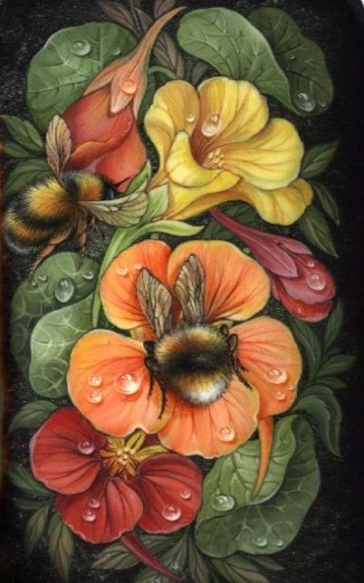 шмели на цветах - оригинал