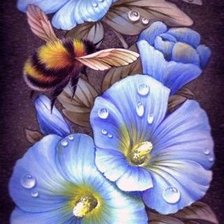 Схема вышивки «шмели на цветах»