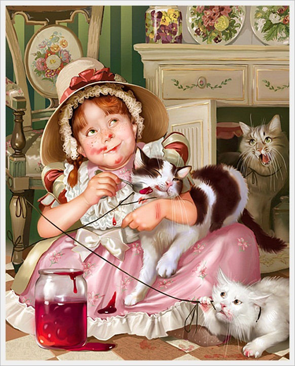 Малиновое детство - дети, ребенок, для детской, кошки, животные, домашний любимец, детская - оригинал