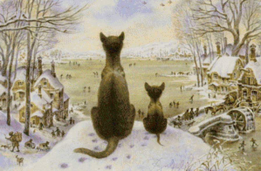 Владимир Румянцев. Первая Зима. - пионы, вышивка крестом, красивые вышивки - предпросмотр