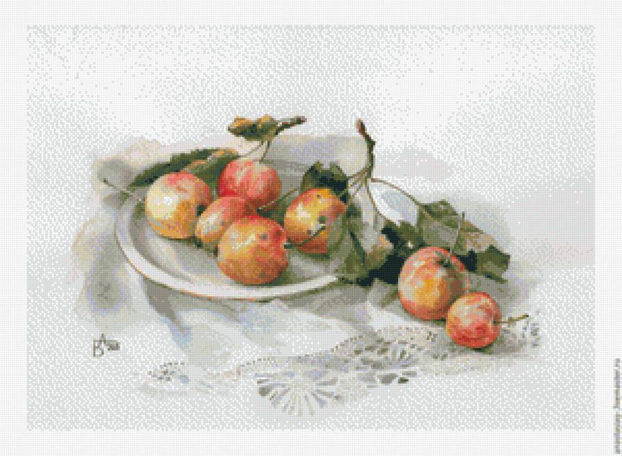 ранетки - яблоки, натюрморт, ранетки, кружево - предпросмотр