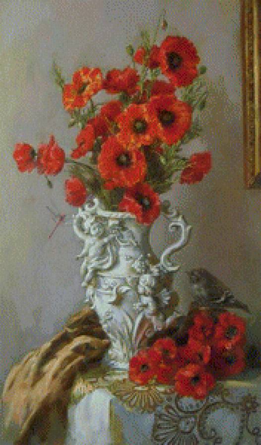 Маки в винтажной вазе. - предпросмотр