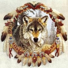 Схема вышивки «Ловец снов волк)»