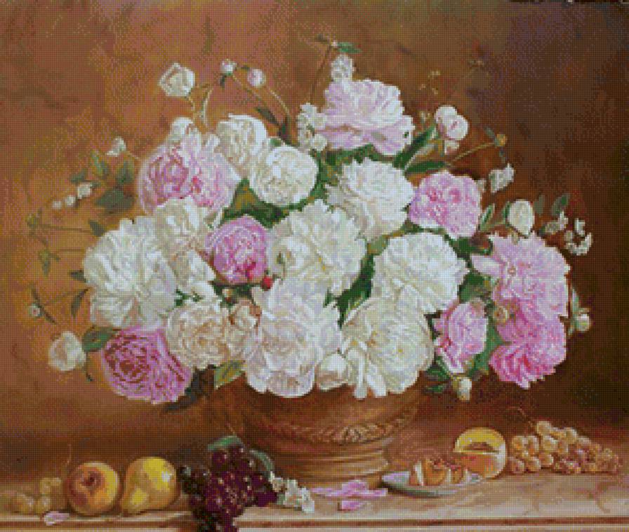 Натюрморт - фрукты, натюрморт, цветы, пионы - предпросмотр