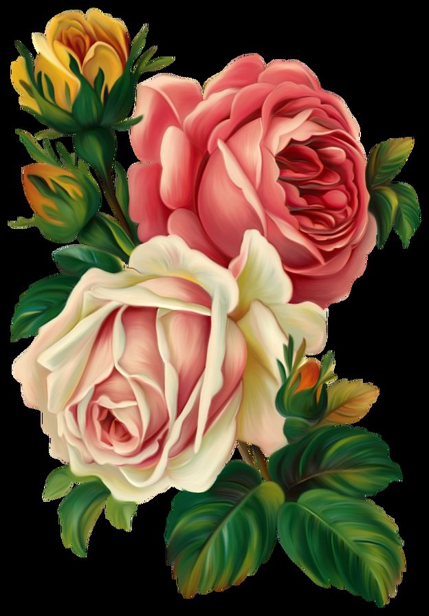 Серия "Флора" - розы, натюрморт, букет, черный фон, цветы - оригинал