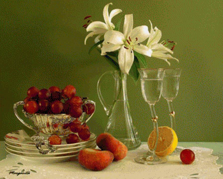 натюрморт с лилиями - натюрморт - предпросмотр