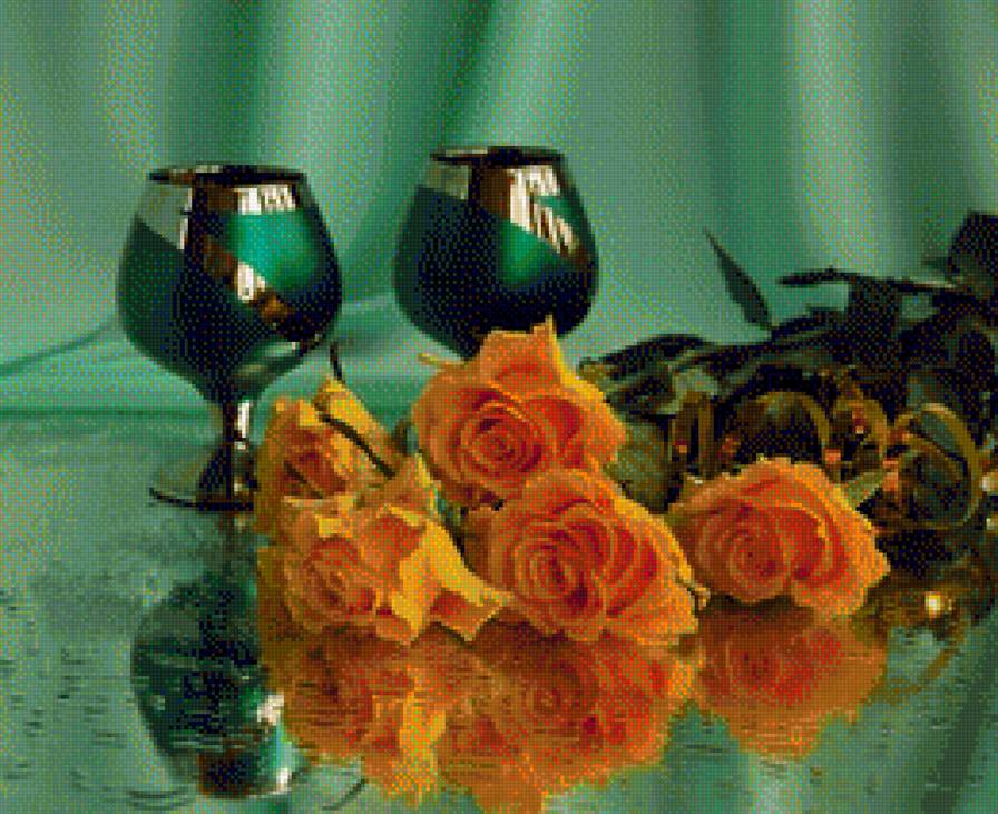 розы в желто-зеленых тонах - натюрморт - предпросмотр