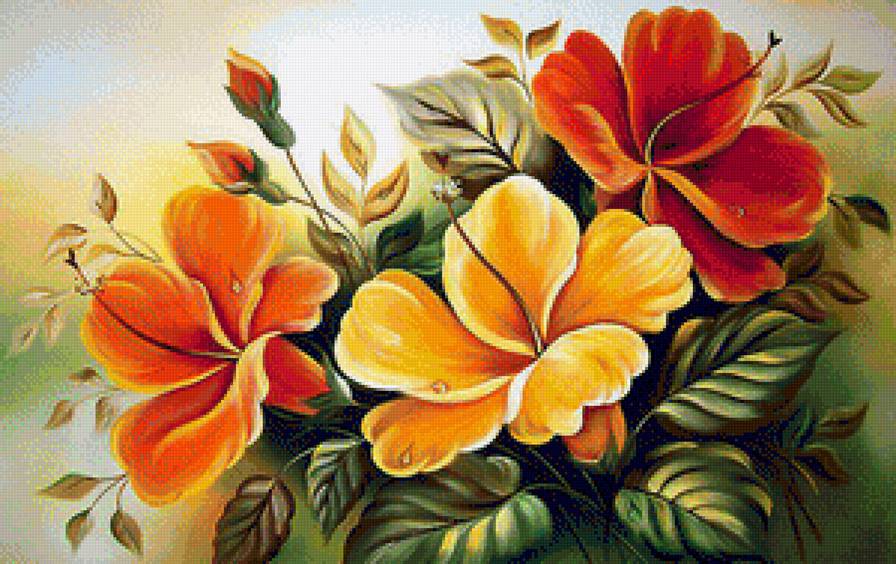 Гибискус - букет, роза, цветы, цветок - предпросмотр