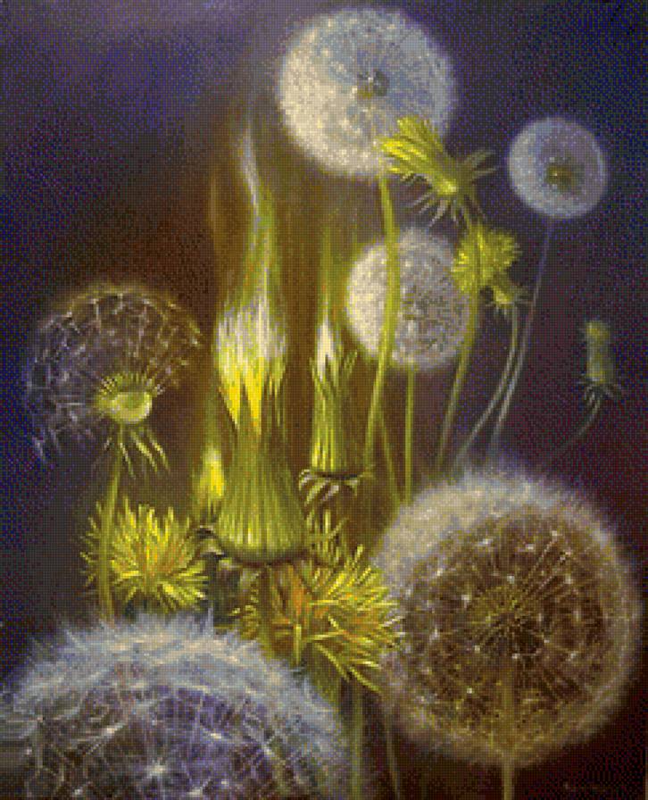 одуванчики - живопись, одуванчики, весна, природа, картины, цветы - предпросмотр