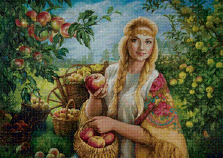 Яблочный Спас - люди, картина, природа, фрукты - предпросмотр