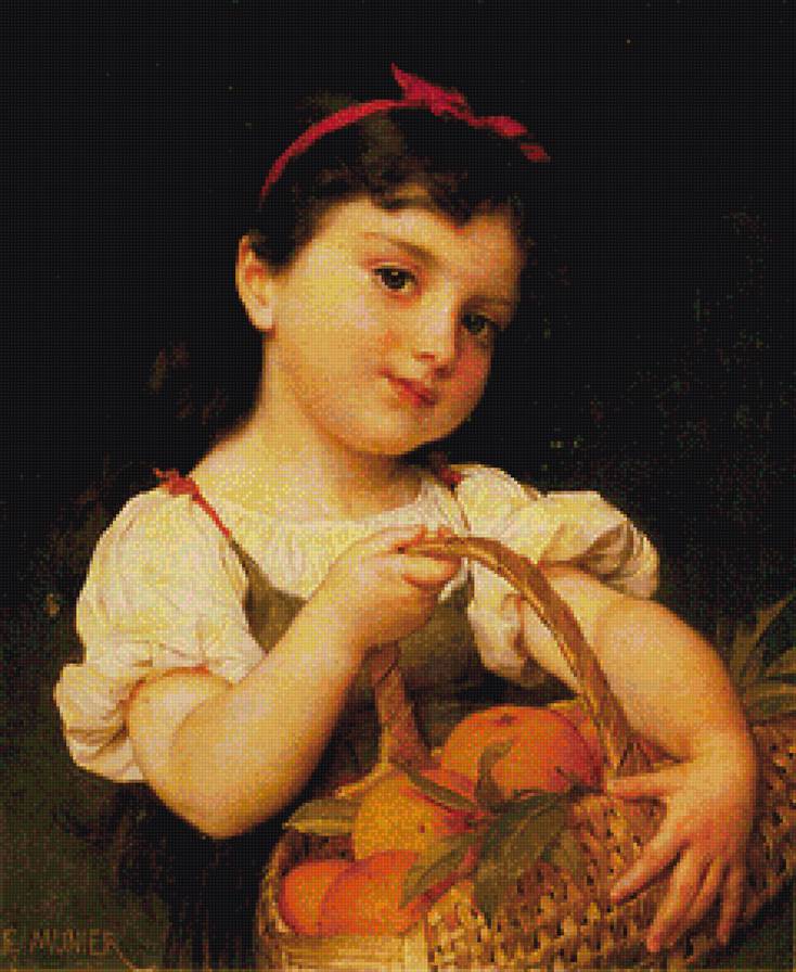 девочка с персиками - предпросмотр