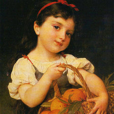 Оригинал схемы вышивки «девочка с персиками» (№1206690)