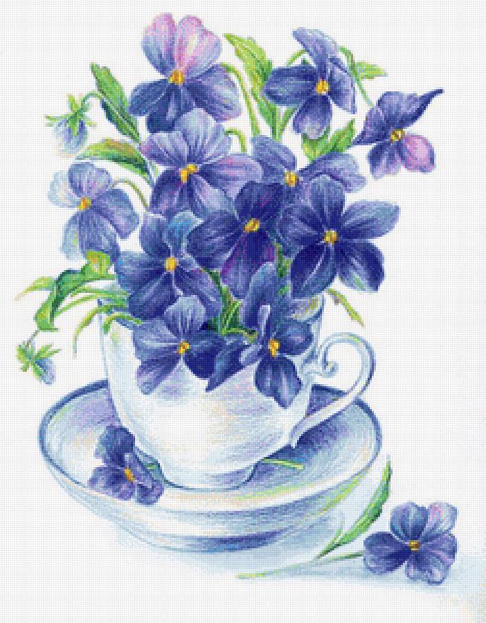 нежные цветы - голубые цветы, фиалки, синие цветы, букет - предпросмотр