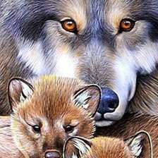 Схема вышивки «волчица и волчата»