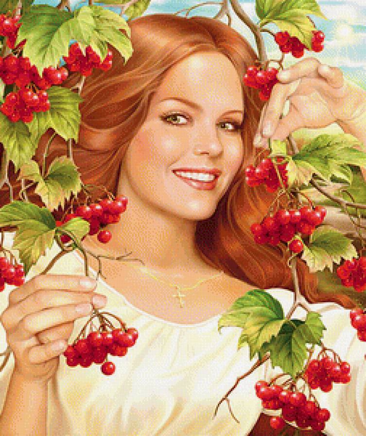 Калина красная. - картина, осень, люди - предпросмотр