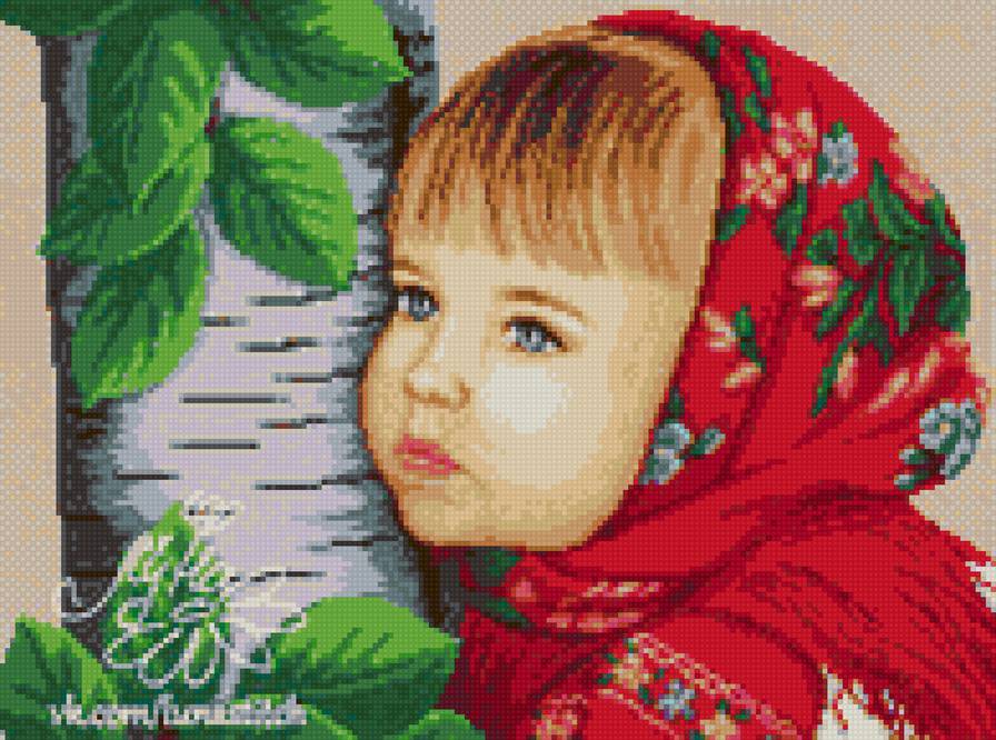 Летняя пора. - девочка, березка. - предпросмотр