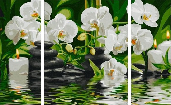 триптих, орхидеи - оригинал