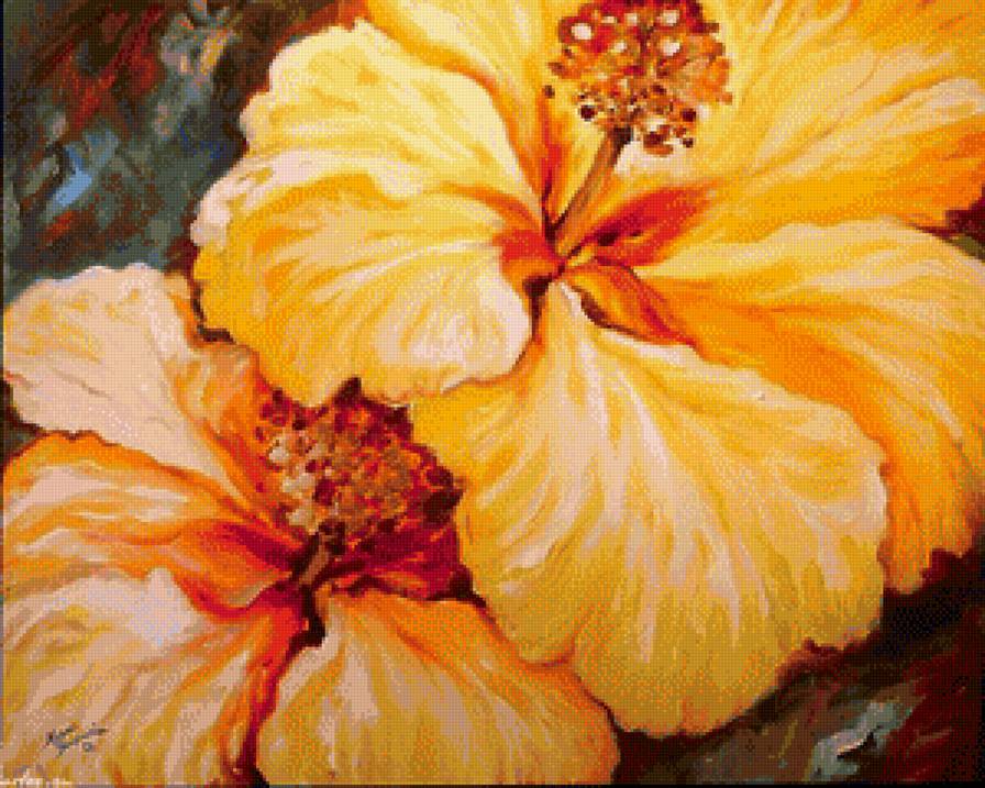 желтые цветы - природа, подушка, лето, цветы, весна, панно, картины, живопись - предпросмотр