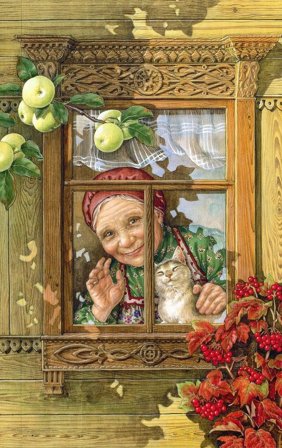 У окошка - люди, картина - оригинал