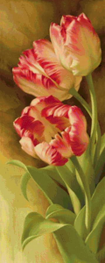 Панель "Тюльпановое трио" - букет, живопись, тюльпаны, панно, весна, весенние цветы, панель, цветы - предпросмотр