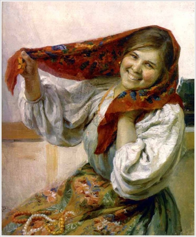 Девушка в платке - сычков - оригинал