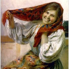 Оригинал схемы вышивки «Девушка в платке» (№1213335)