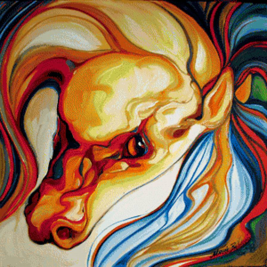 лошадь - конь, живопись, картины, лошадь, панно, домашние животные - предпросмотр