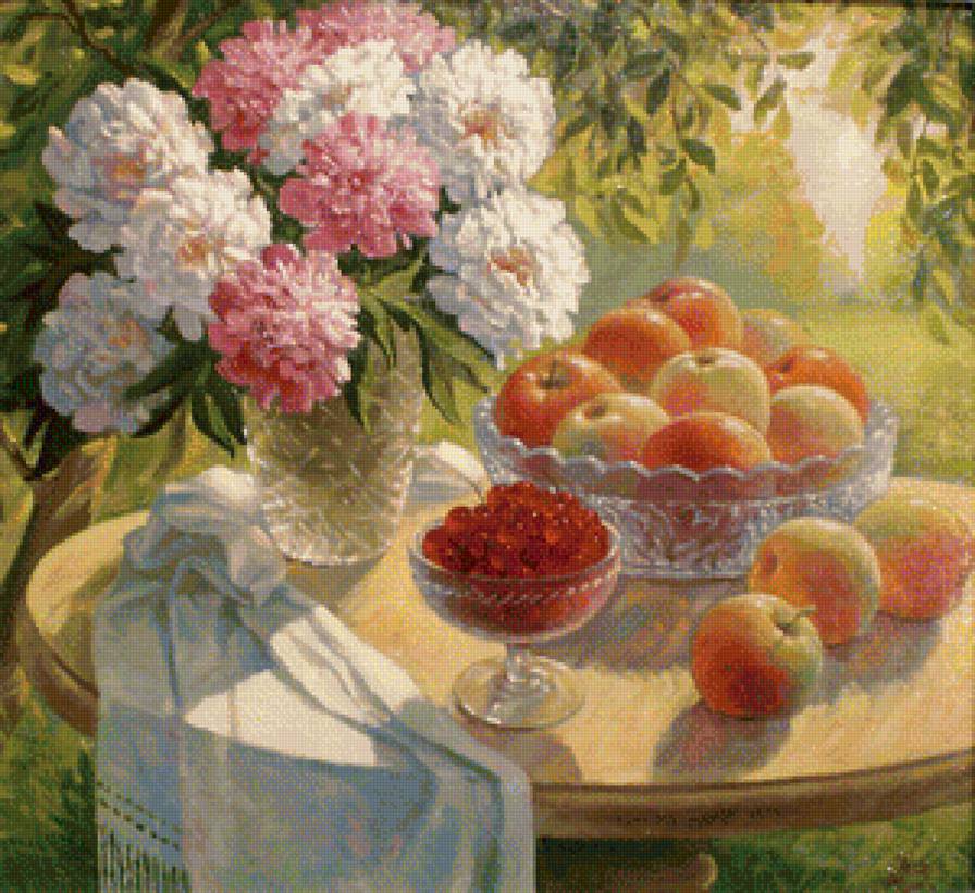 сад - яблоки, лето, пионы - предпросмотр