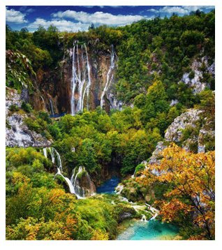 Горный водопад - горы, растительность, природа, вода - оригинал