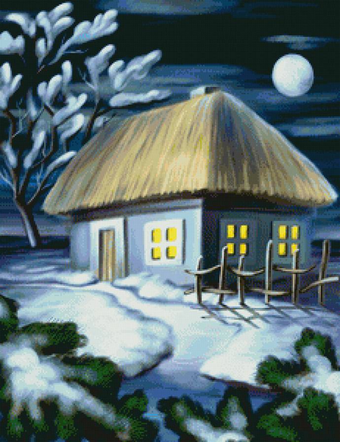 Домик в деревне. Зима - зима, пейзаж, времена года - предпросмотр