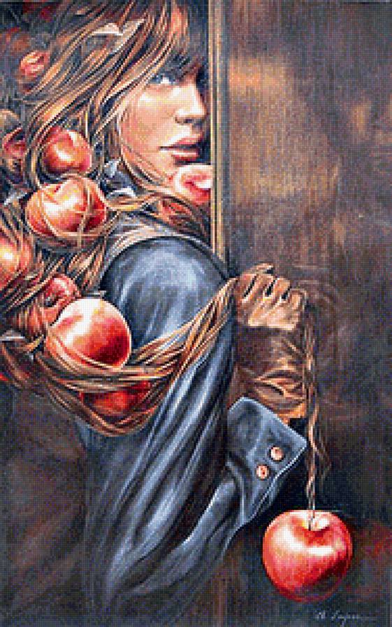 девушка с яблоками - девушка. яблоки - предпросмотр