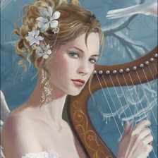 Схема вышивки «девушка с арфой»