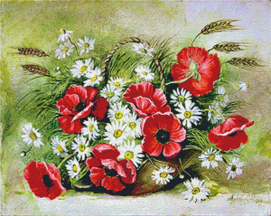 букет - букет. цветы.маки. ромашки - предпросмотр