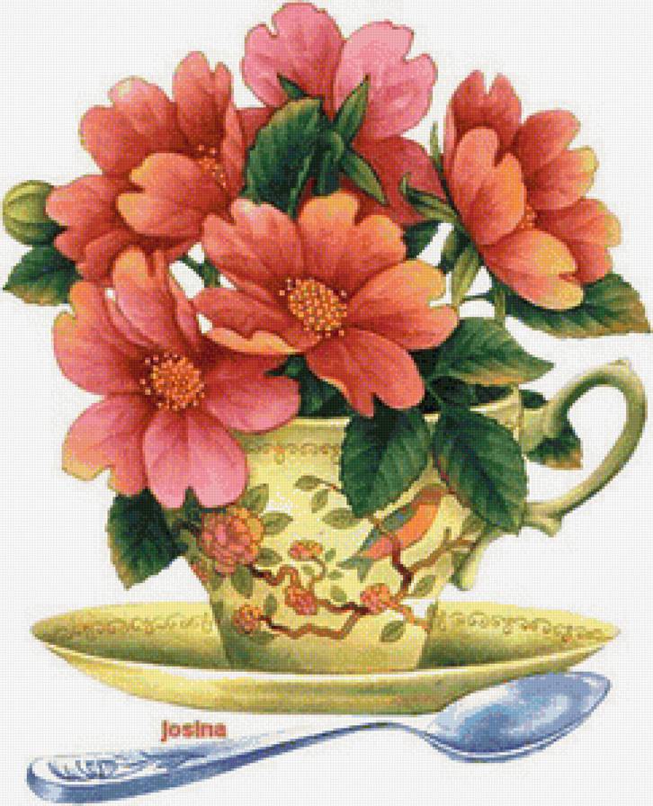 милый букетик - цветы, букет, чай - предпросмотр