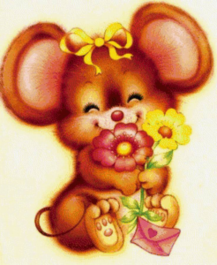 день рождения - чебурашка, детские, подушка, цветы, панно, поздравляю - предпросмотр