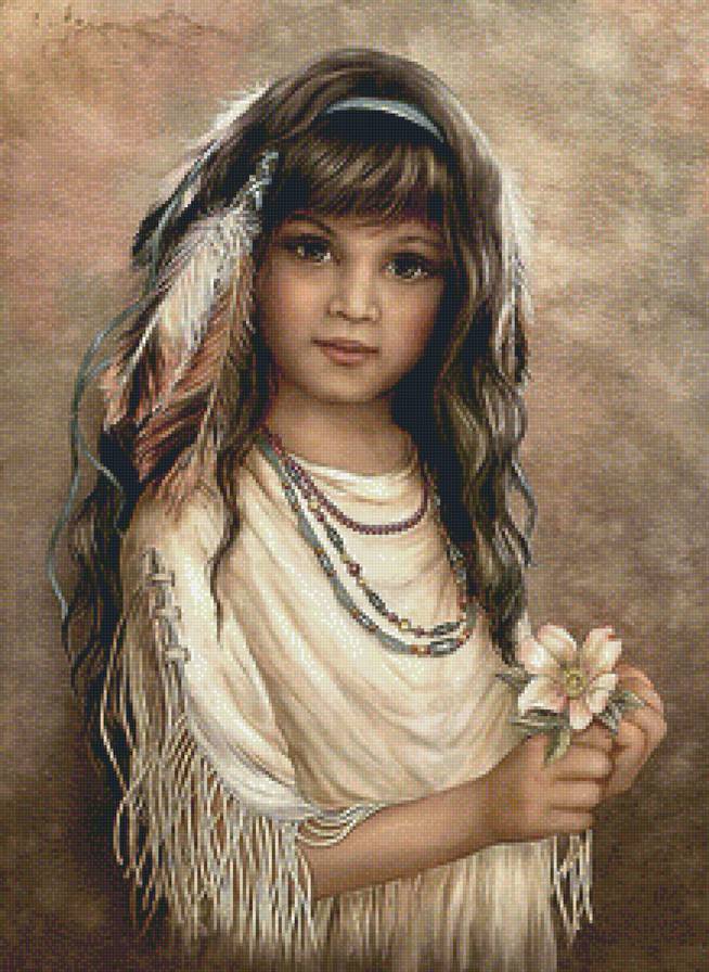 Черокская роза - индеанка, белые цветы, индейцы, роза, индианка, девушка, девочка - предпросмотр