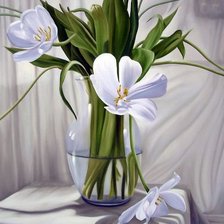 Оригинал схемы вышивки «белые тюльпаны» (№1219702)