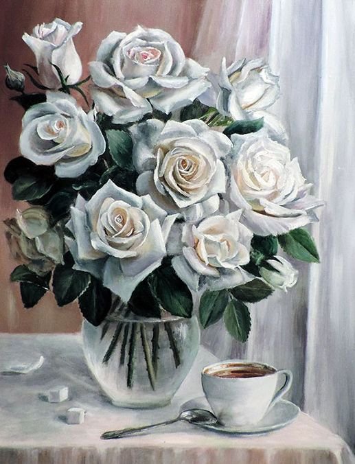 Розы на окне - розы, цветы, натюрморт - оригинал